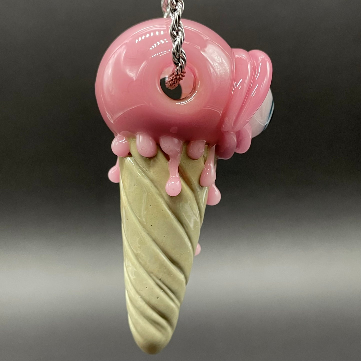Eye scream cone pendant by Leviathan Glass - artisan detail
