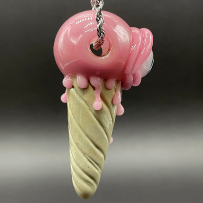 Eye scream cone pendant by Leviathan Glass - artisan detail