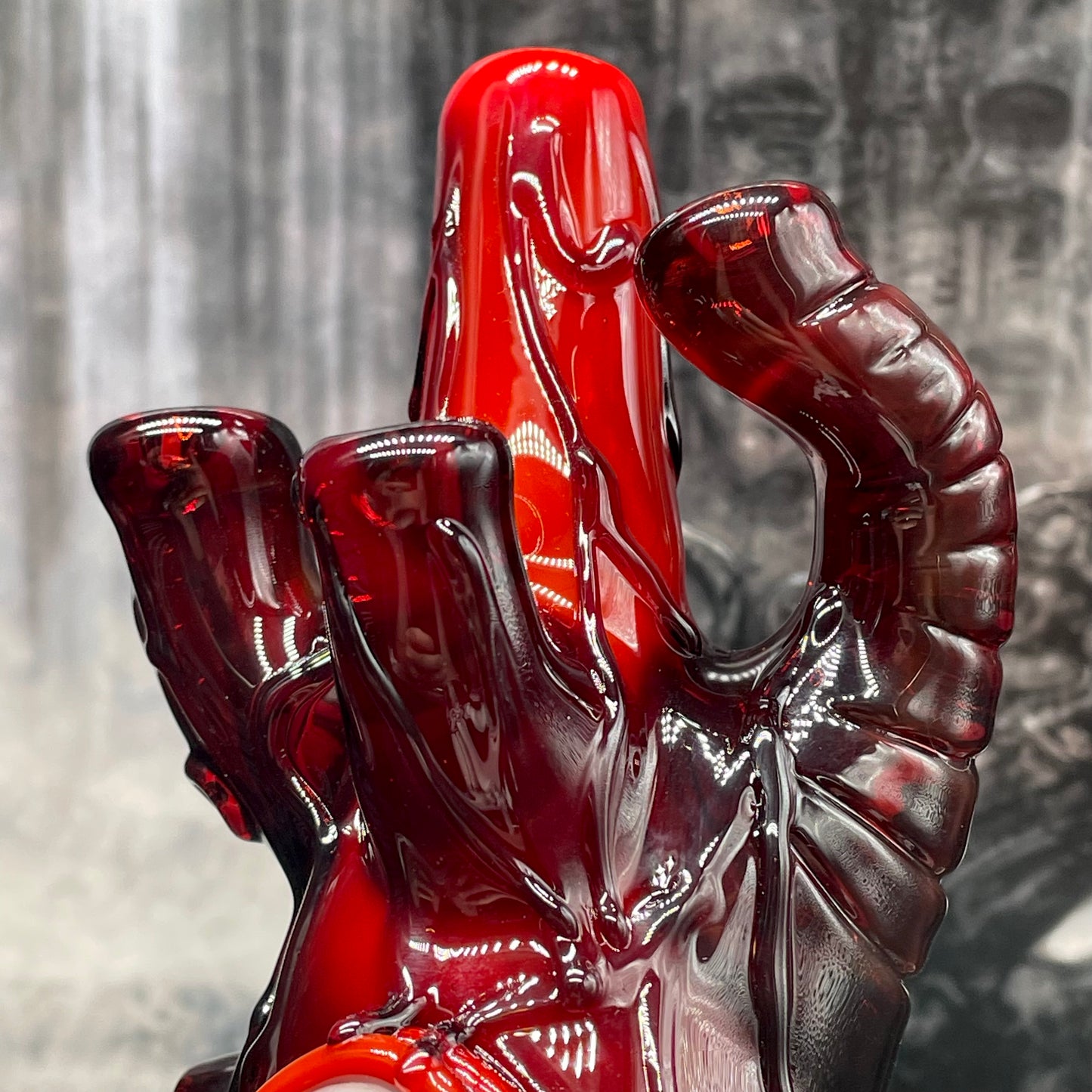 Artisan glass Anatomical heart spoon - detailed craftsmanship