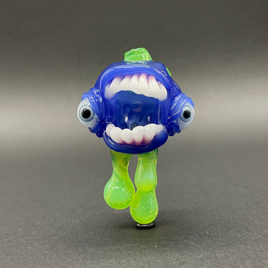 Drippy screamer pendant hand blown glass art - Leviathan Glass