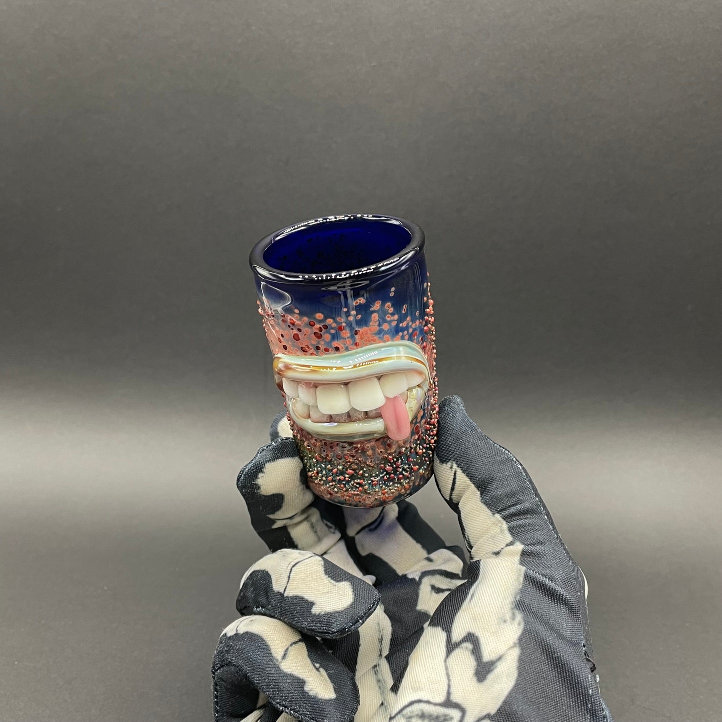 Artisan glass MOUTH shot glass - detailed craftsmanship