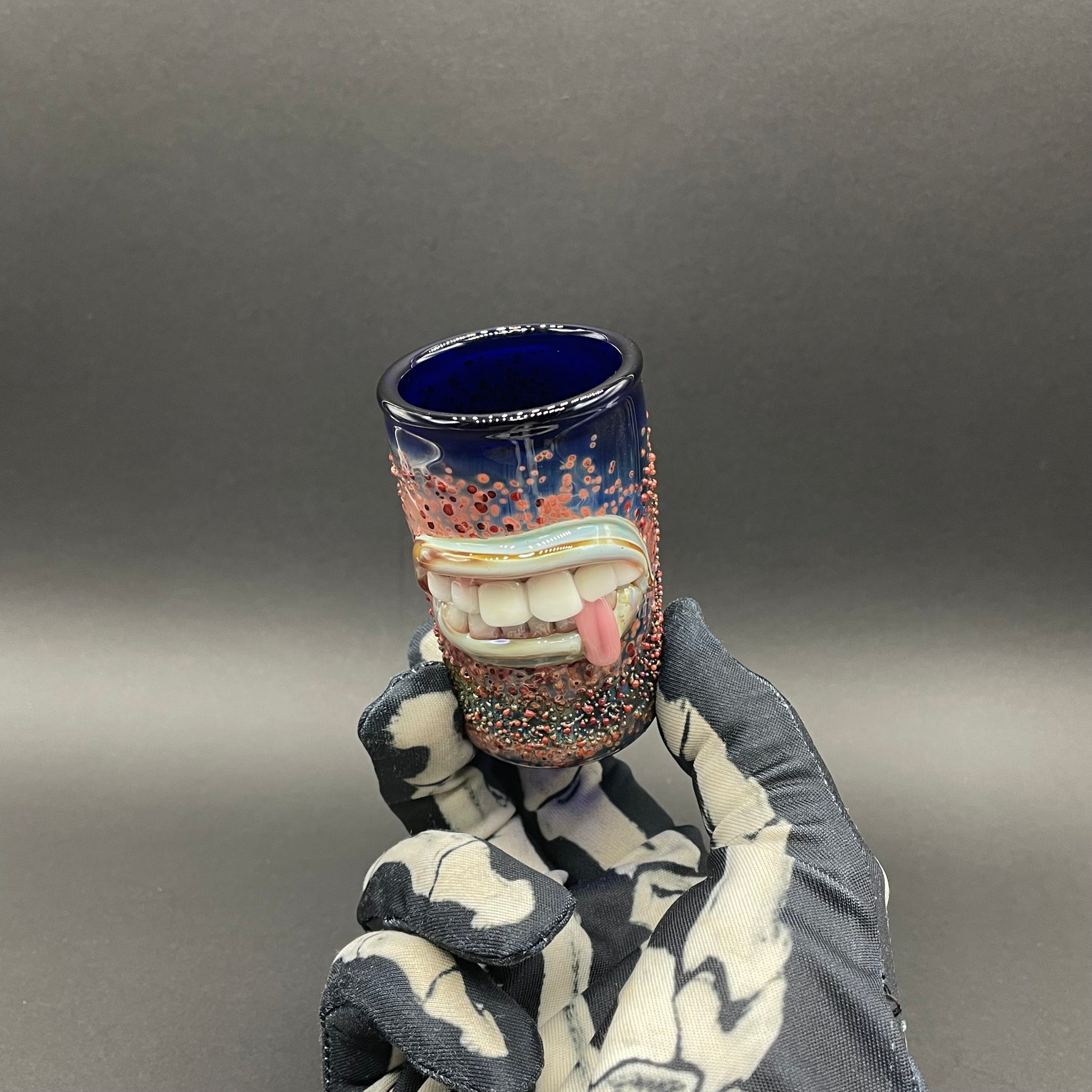 Artisan glass MOUTH shot glass - detailed craftsmanship