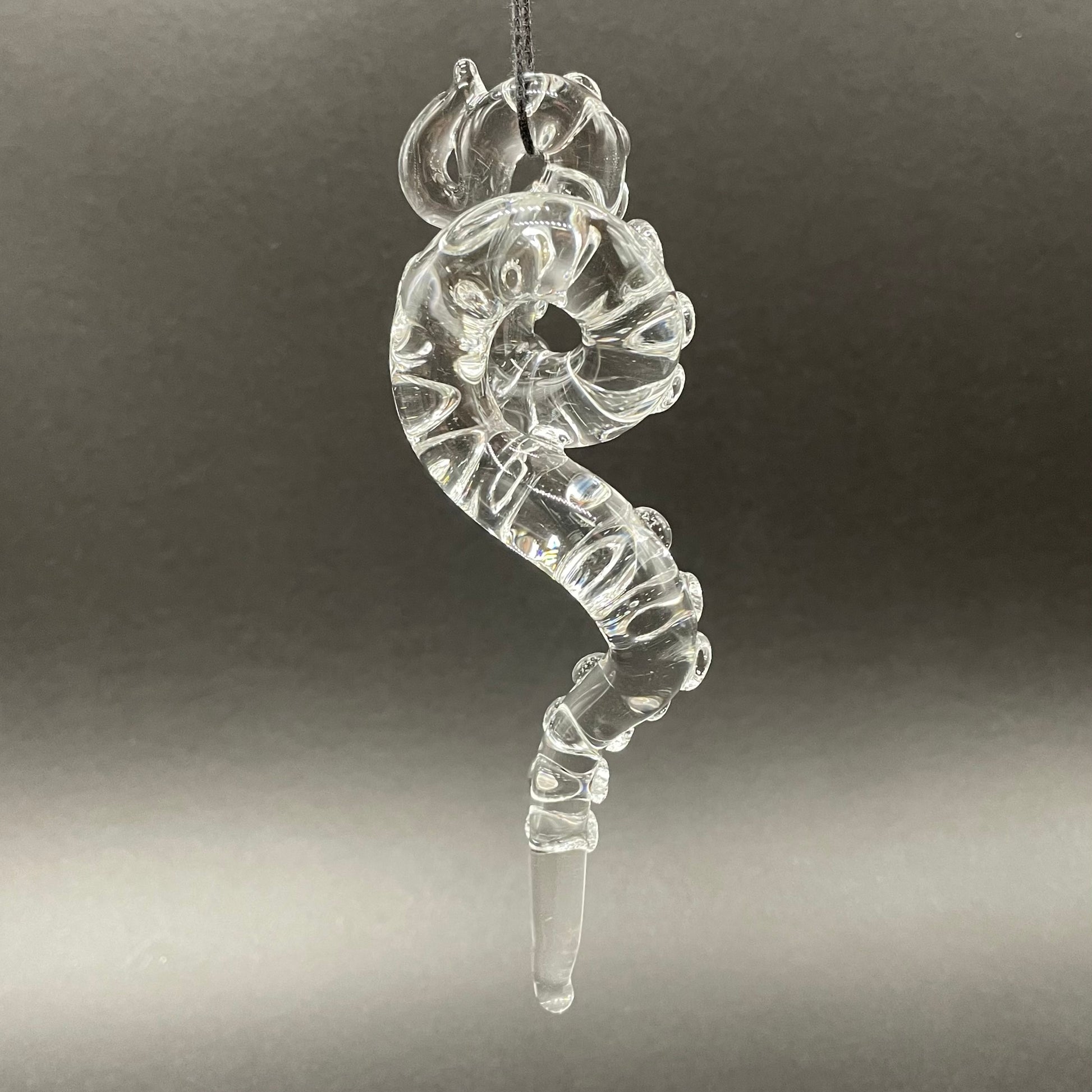 Hand-blown 3 clear tentacle ornaments - Leviathan Glass original
