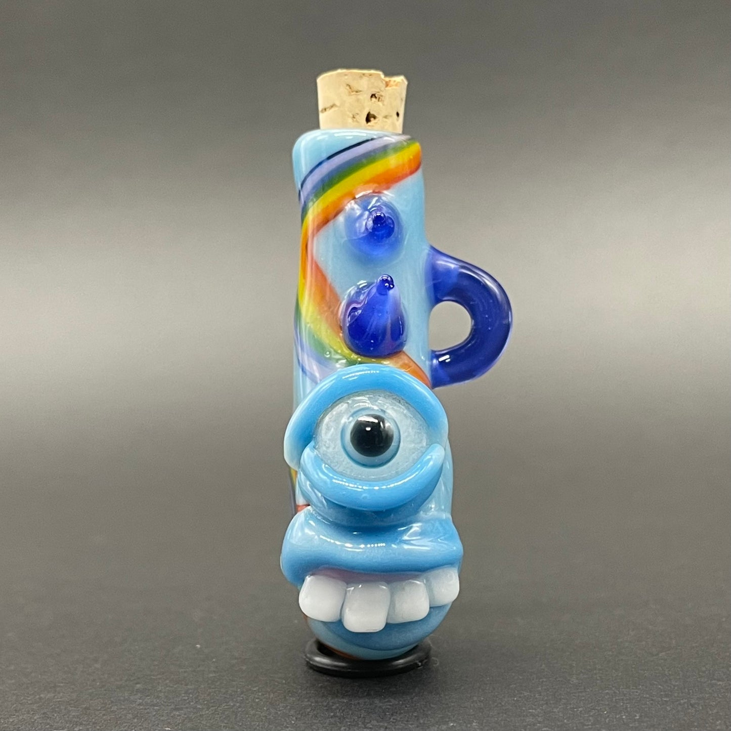 Rainbow cork bottle pendant glass art - premium handcrafted piece