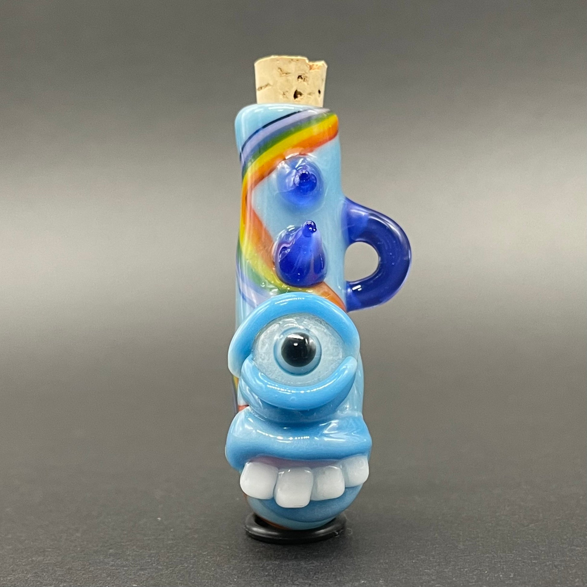 Rainbow cork bottle pendant glass art - premium handcrafted piece