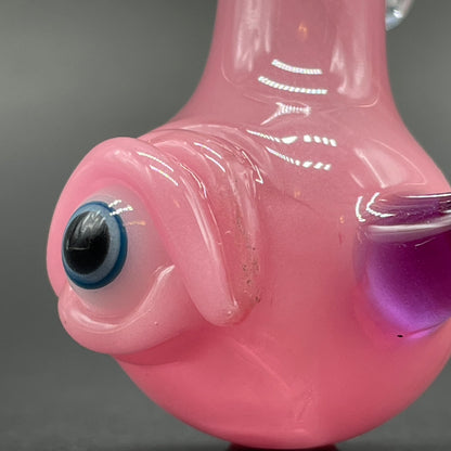 Pink cyclops potion bottle by Leviathan Glass - artisan detail