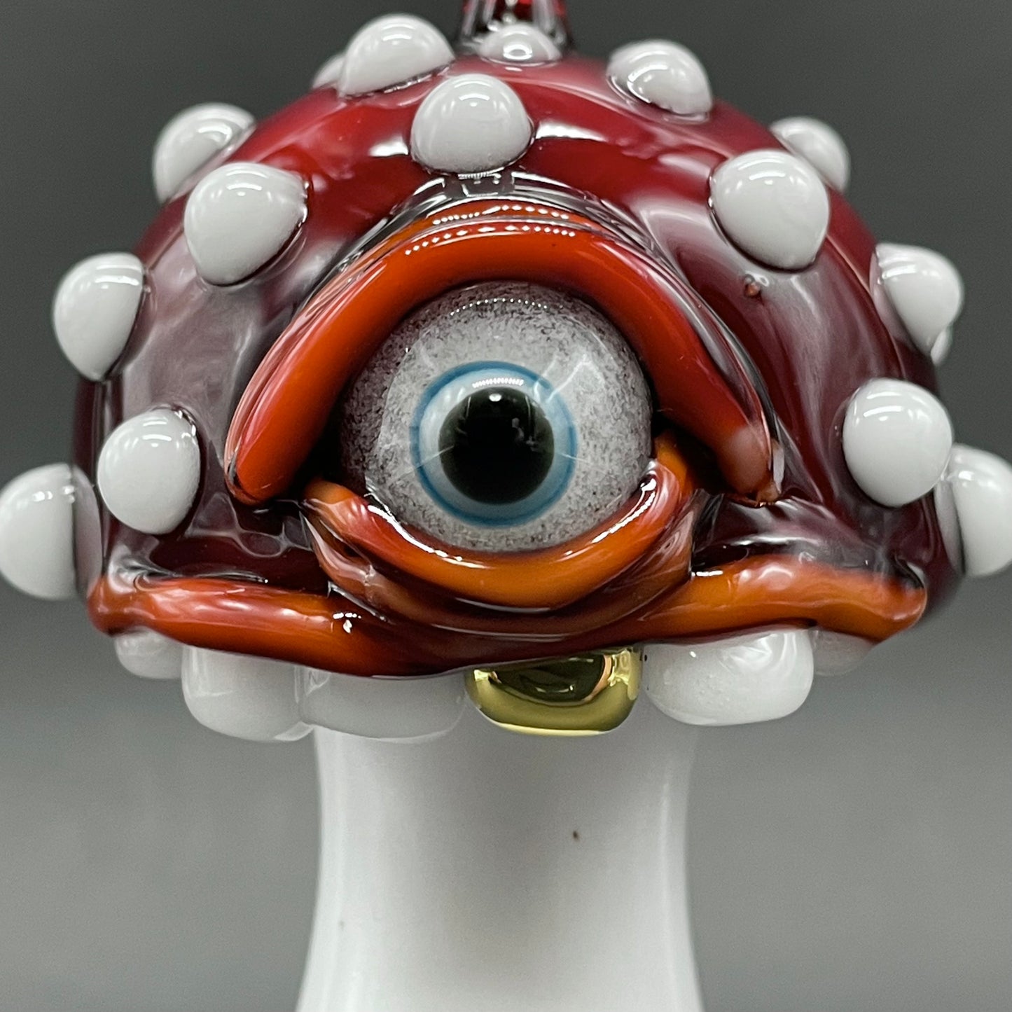 Cyclops mushroom ornament craftsmanship - artisan glass work