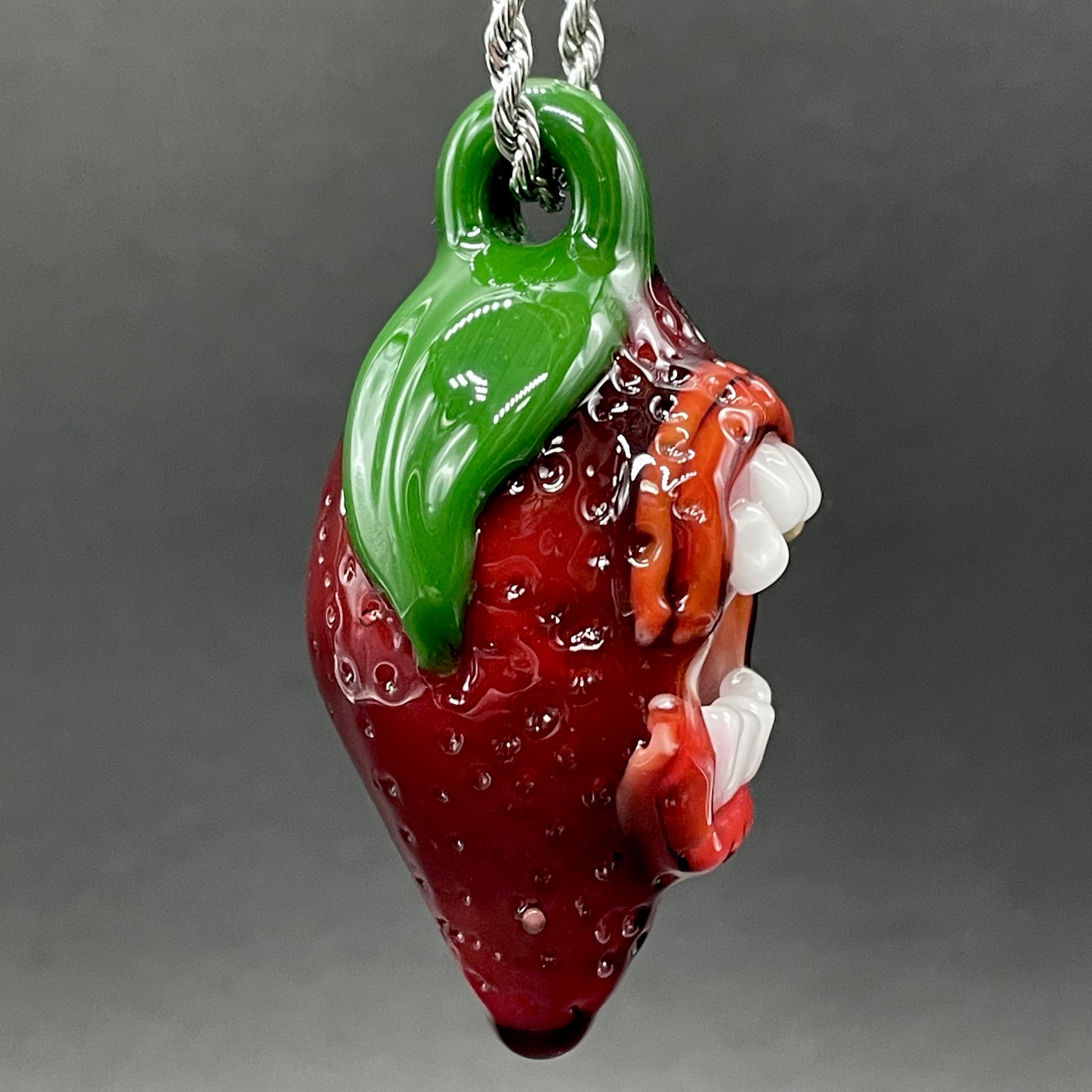 Leviathan Glass Screaming strawberry glass pendant - hand-blown art