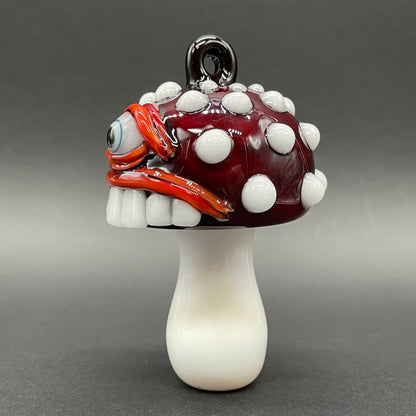 Cyclops mushroom ornament hand blown glass art - Leviathan Glass
