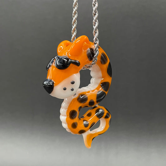 Slithering Chester Cheetah glass pendant