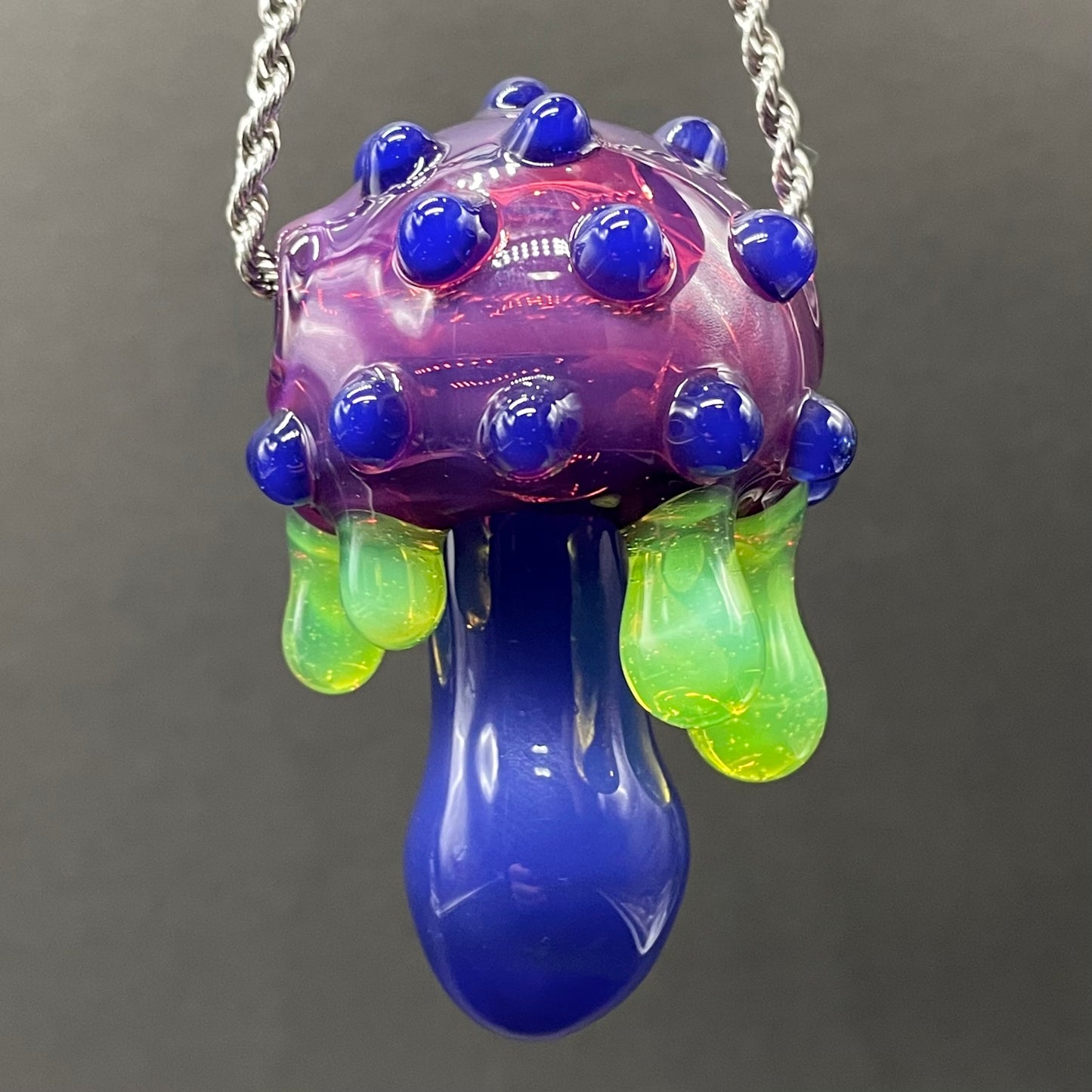 Hand-blown About last night glass mushroom pendant - Leviathan Glass original