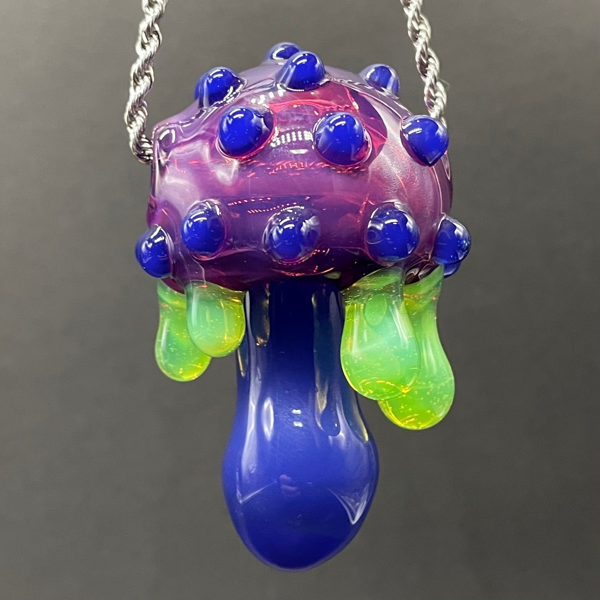 Hand-blown About last night glass mushroom pendant - Leviathan Glass original