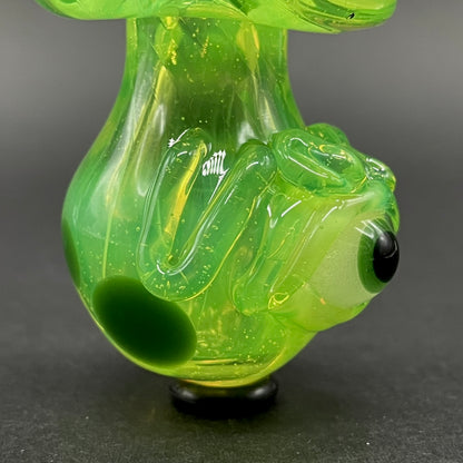 Hand-blown Green slime mushroom monster - Leviathan Glass original
