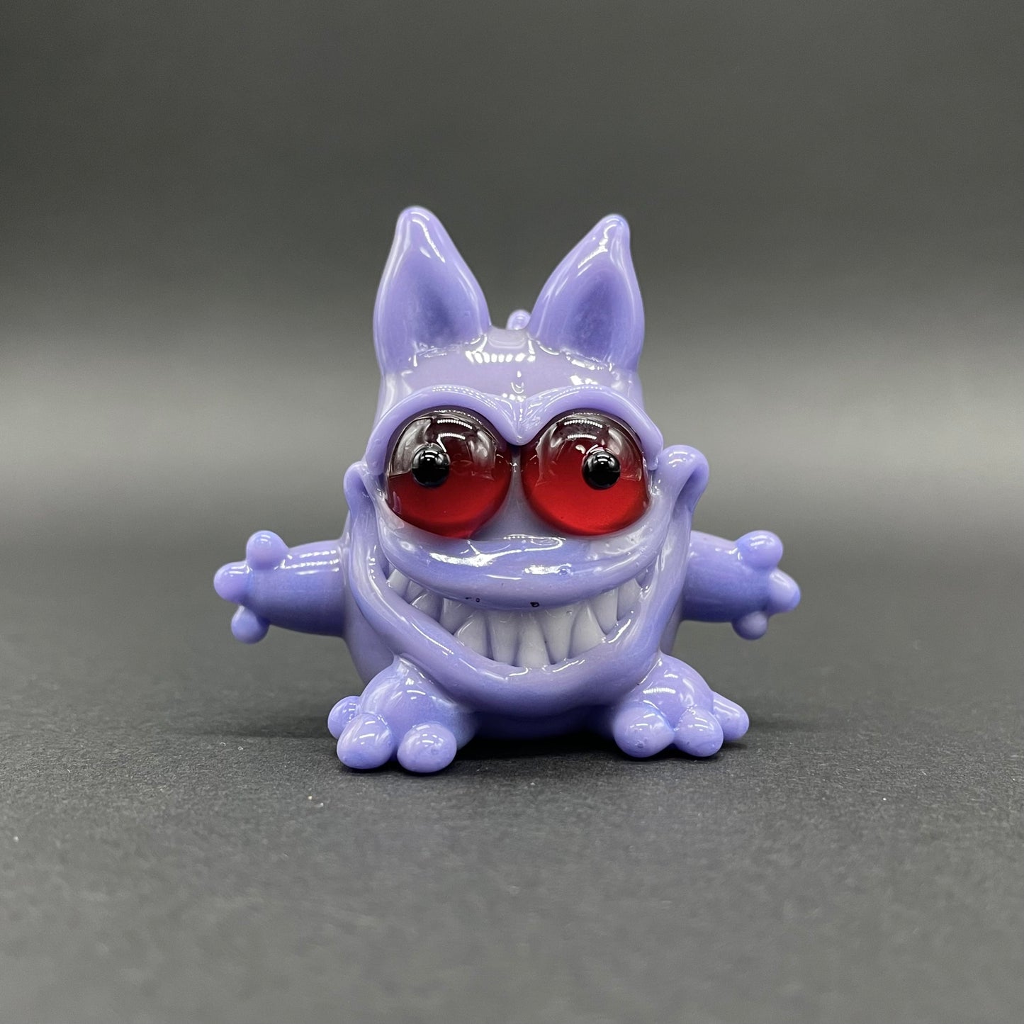 Hand-blown glass Gengar Pokémon glass pendant by Leviathan Glass