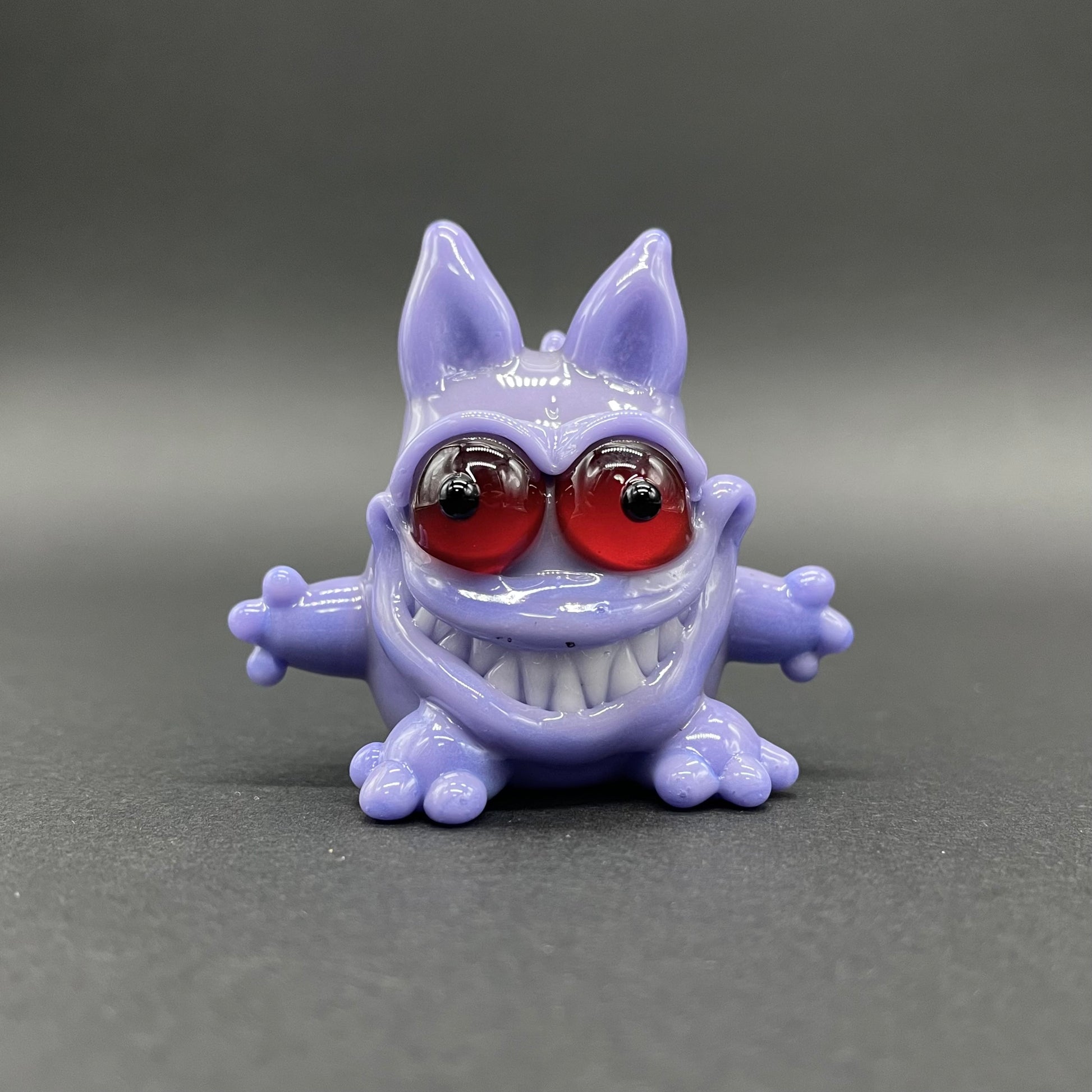 Hand-blown glass Gengar Pokémon glass pendant by Leviathan Glass
