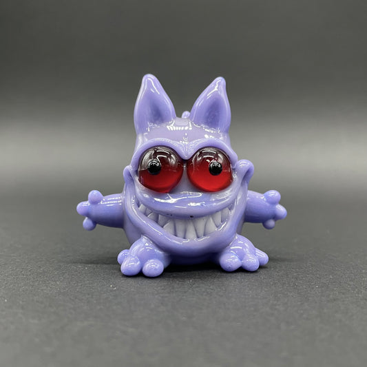 Hand-blown glass Gengar Pokémon glass pendant by Leviathan Glass