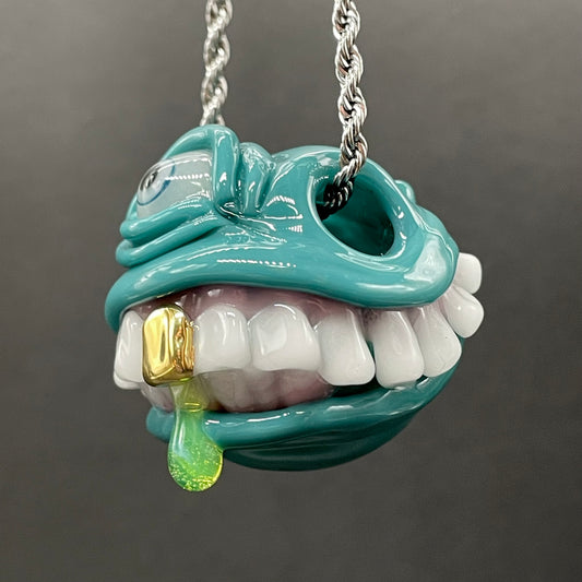 Grinning like a fool glass pendant