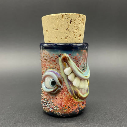 Side eye Cyclops Cork Jar craftsmanship - artisan glass work