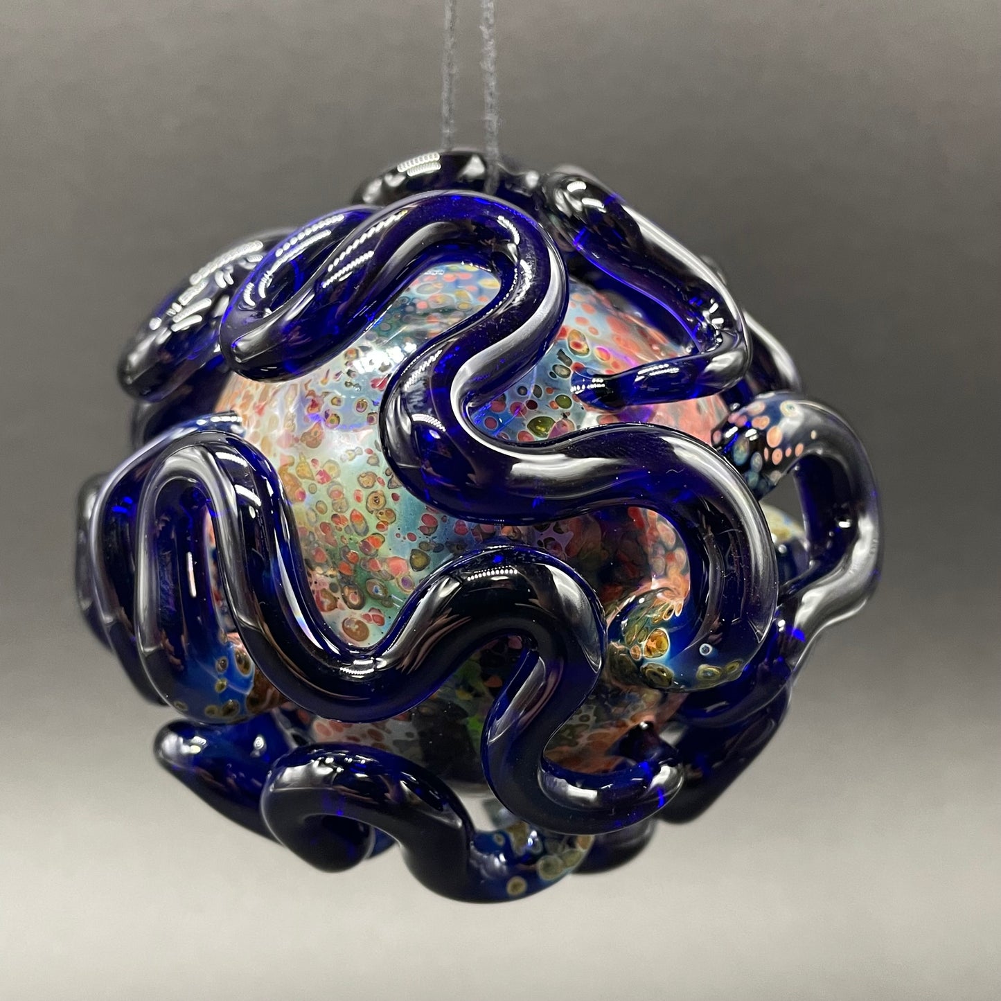 Worm Globe ornament by Leviathan Glass - artisan detail