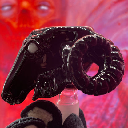 Hand-blown glass 14mm black Philip slide by Leviathan Glass