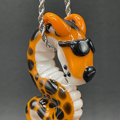 Slithering Chester Cheetah glass pendant