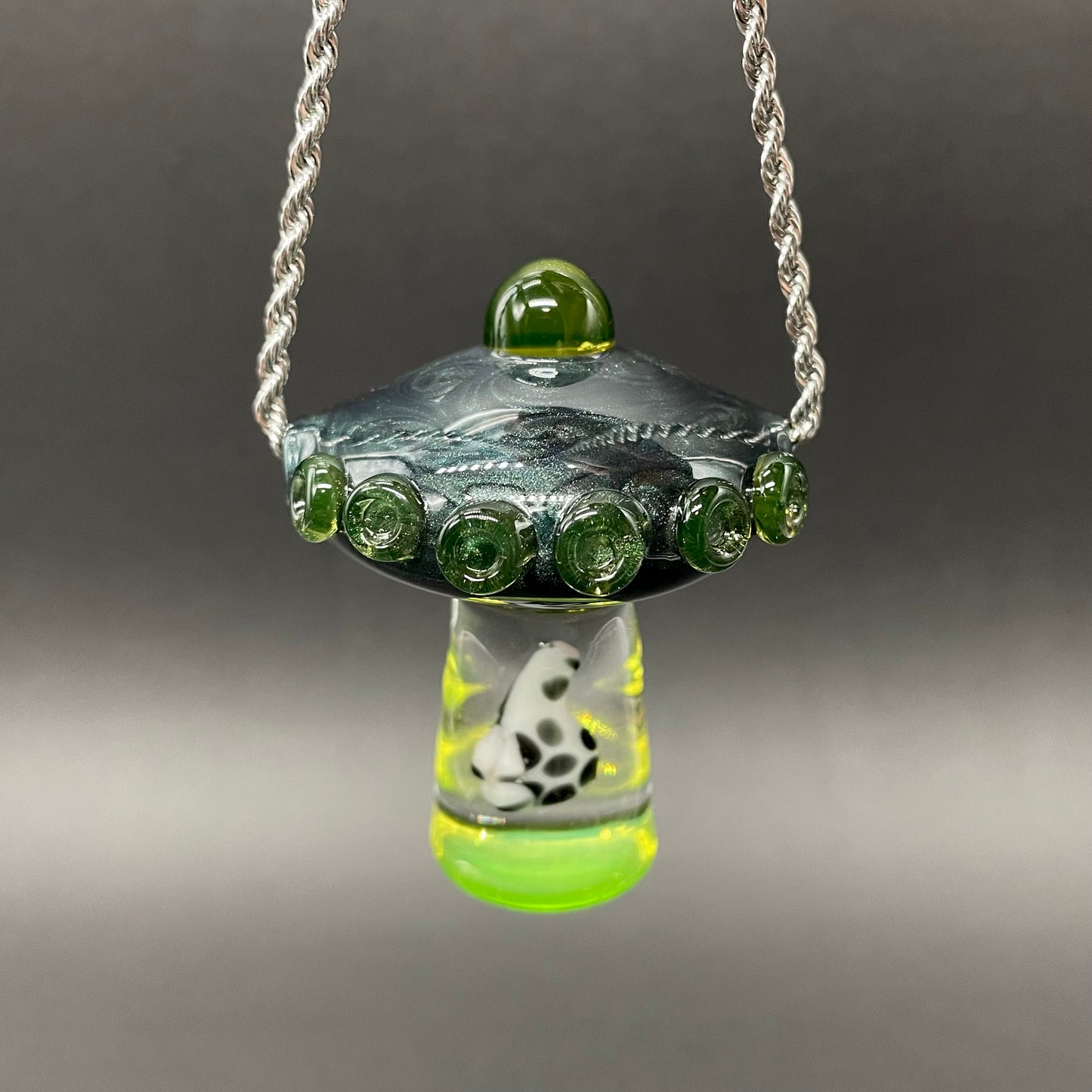 Hand-blown Alien abduction pendant (cow) - Leviathan Glass original