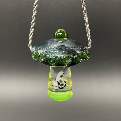 Hand-blown Alien abduction pendant (cow) - Leviathan Glass original