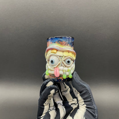 Hungry eyes monster shot glass detail view - premium glass art