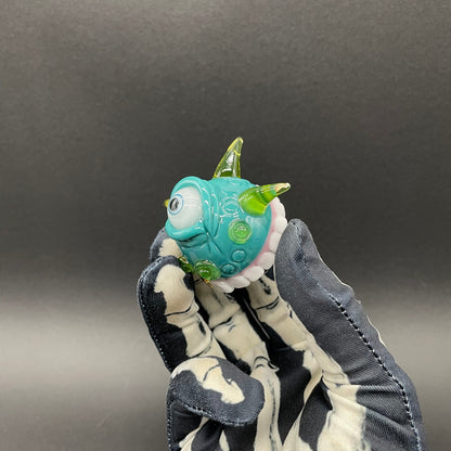 Hand-blown glass Hungry Dichroic marble by Leviathan Glass