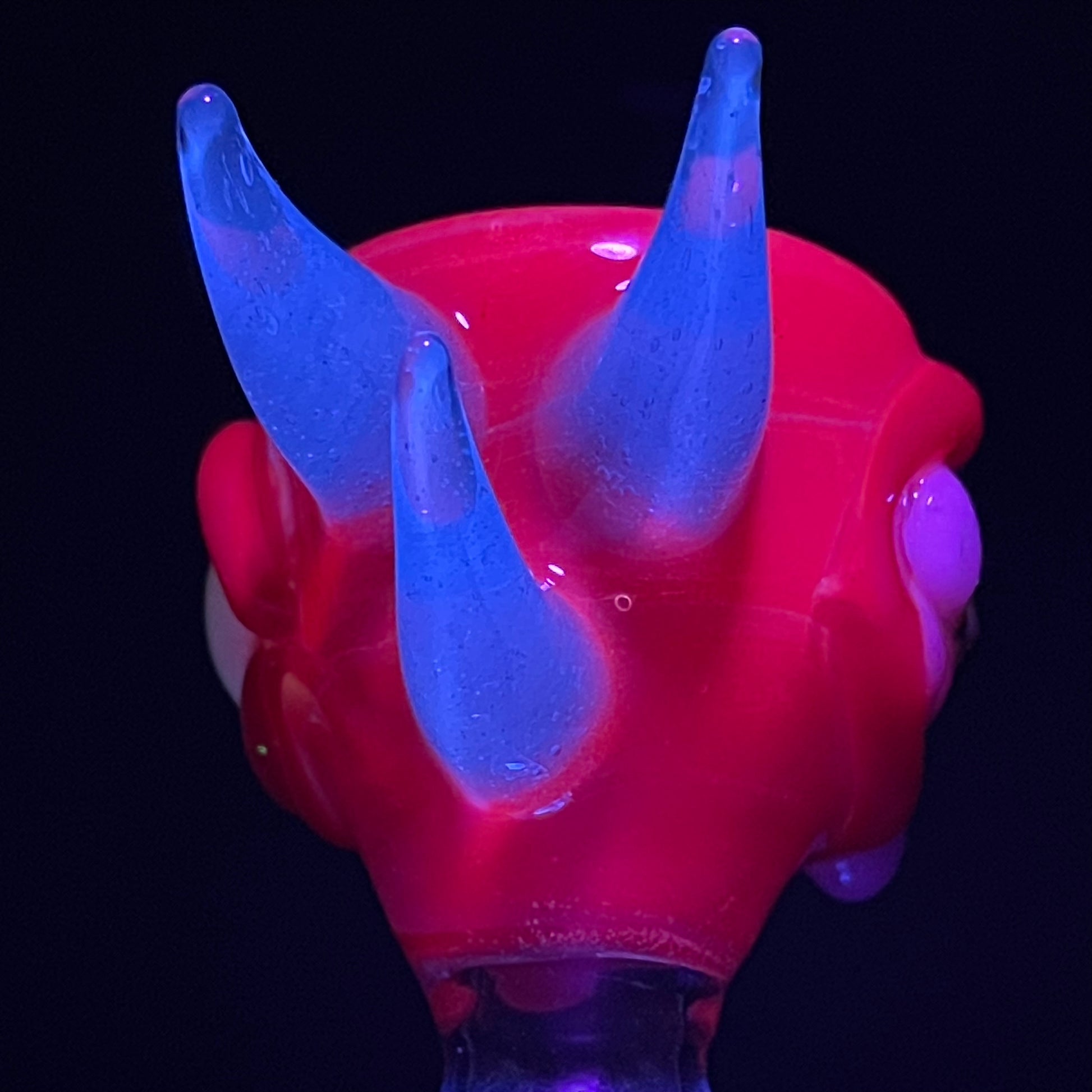 Hand-blown 14mm 4 hole UV reactive slide - Leviathan Glass original