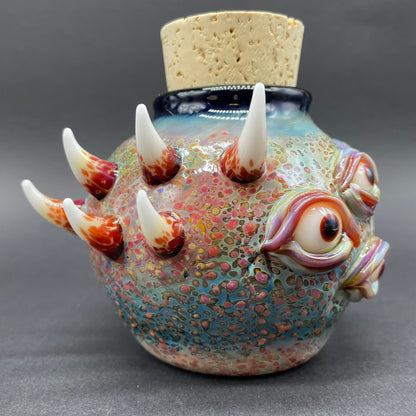 Leviathan Glass Large bizarre glass cork jar - hand-blown art