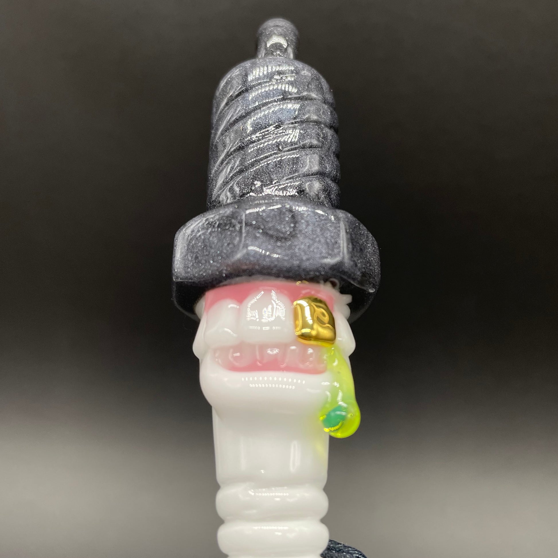 Hand-blown Sparky the Glass spark plug pendant - Leviathan Glass original