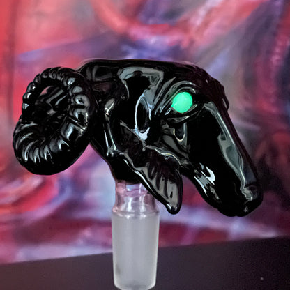 Hand-blown 14mm black Philip slide - Leviathan Glass original