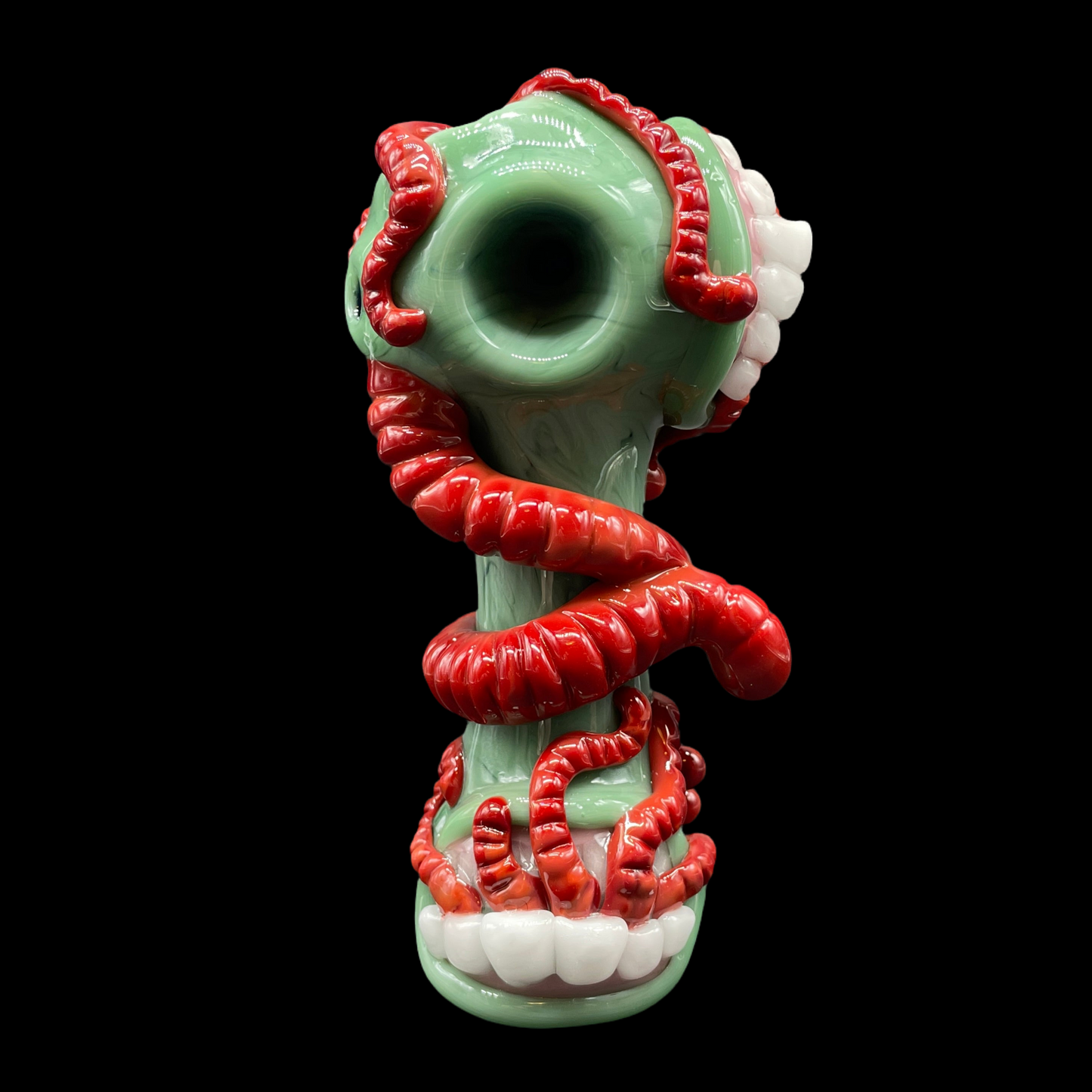 Hand-blown glass Worm food spoon by Leviathan Glass
