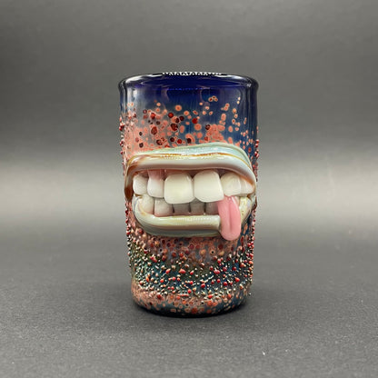 Hand-blown glass MOUTH shot glass by Leviathan Glass