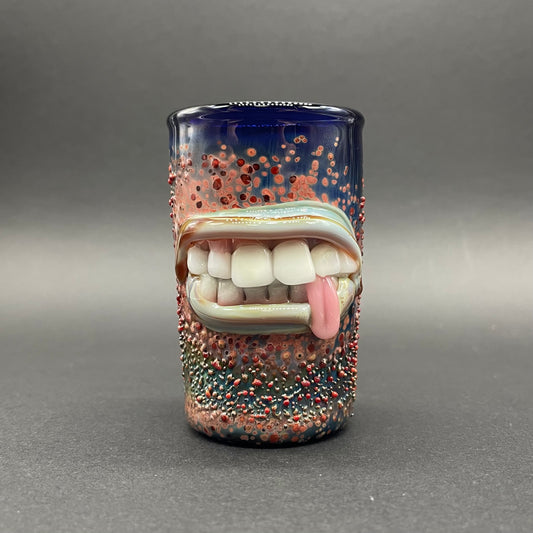 Hand-blown glass MOUTH shot glass by Leviathan Glass