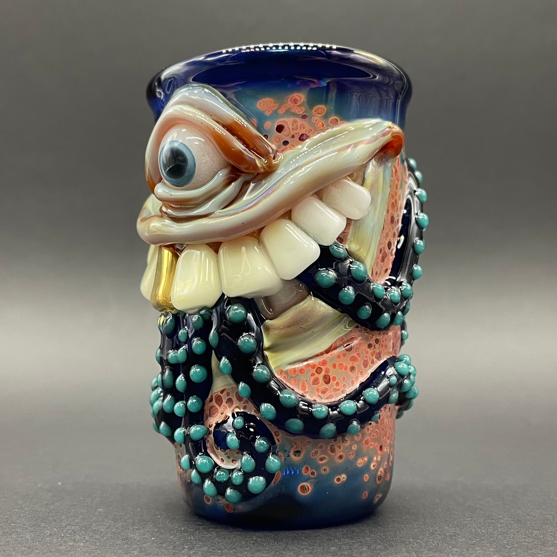 Close-up of Sushi breath shot glass - handcrafted glass