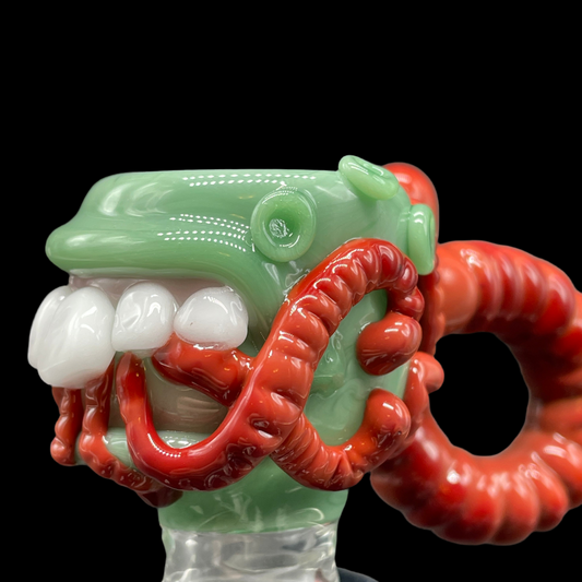 Hand-blown glass 18mm worm food slide by Leviathan Glass