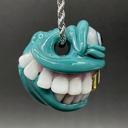 Grinning like a fool glass pendant