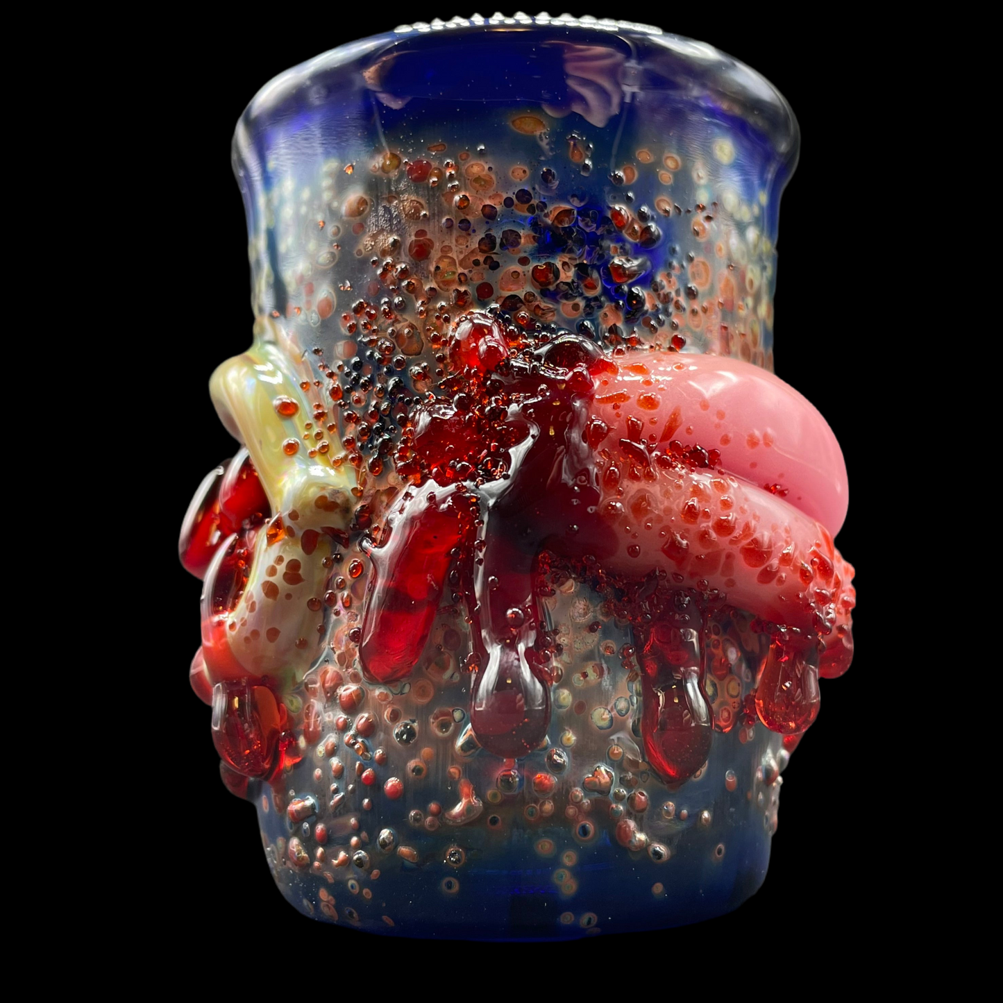Hand-blown glass Bite your tongue shot glass by Leviathan Glass