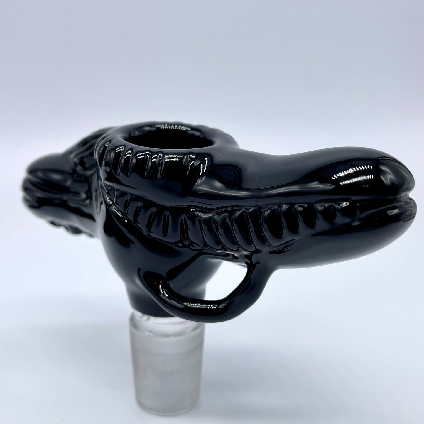 Hand-blown 18mm xenomorph slide with stand - Leviathan Glass original
