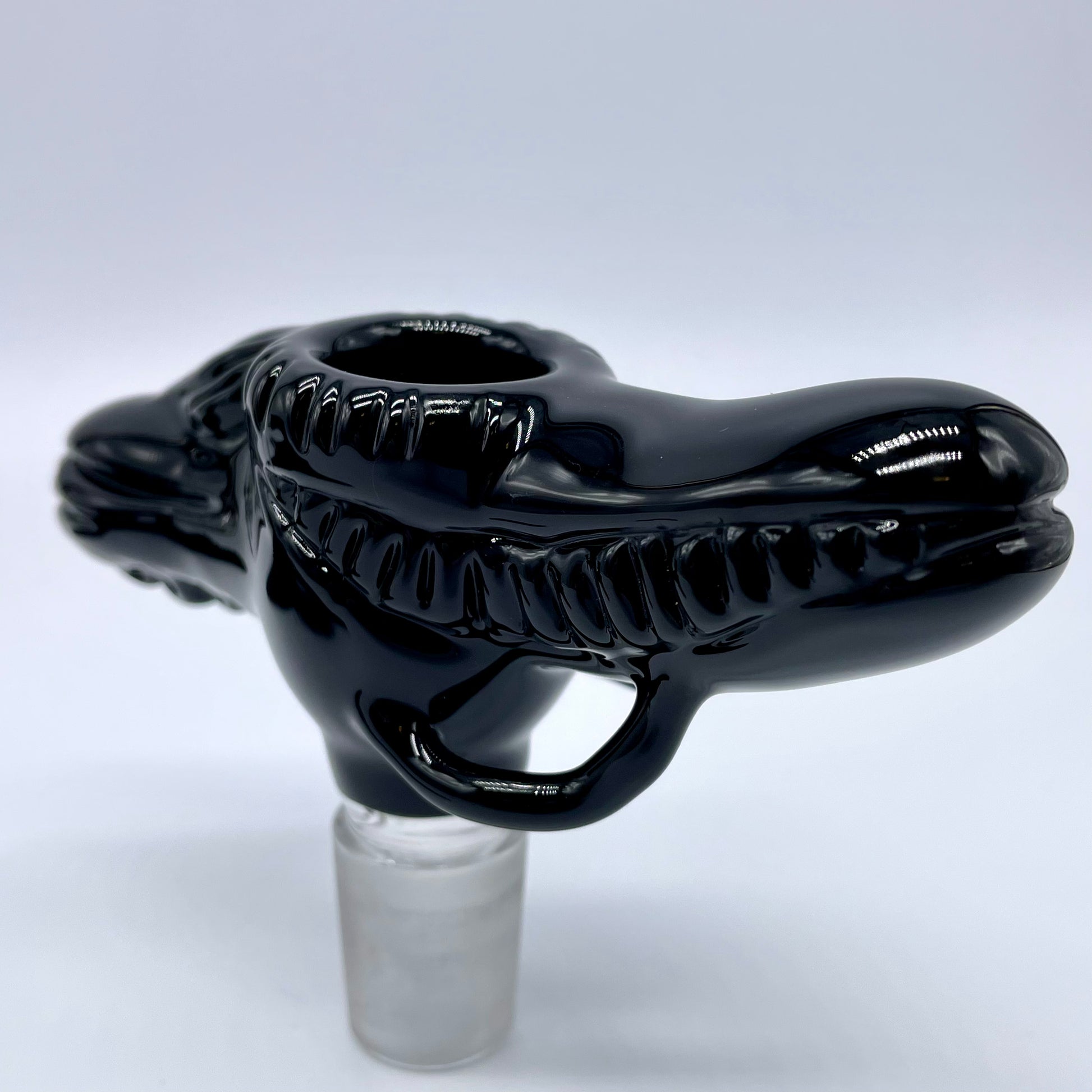 Hand-blown 18mm xenomorph slide with stand - Leviathan Glass original