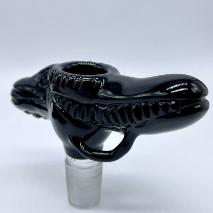 Hand-blown 18mm xenomorph slide with stand - Leviathan Glass original