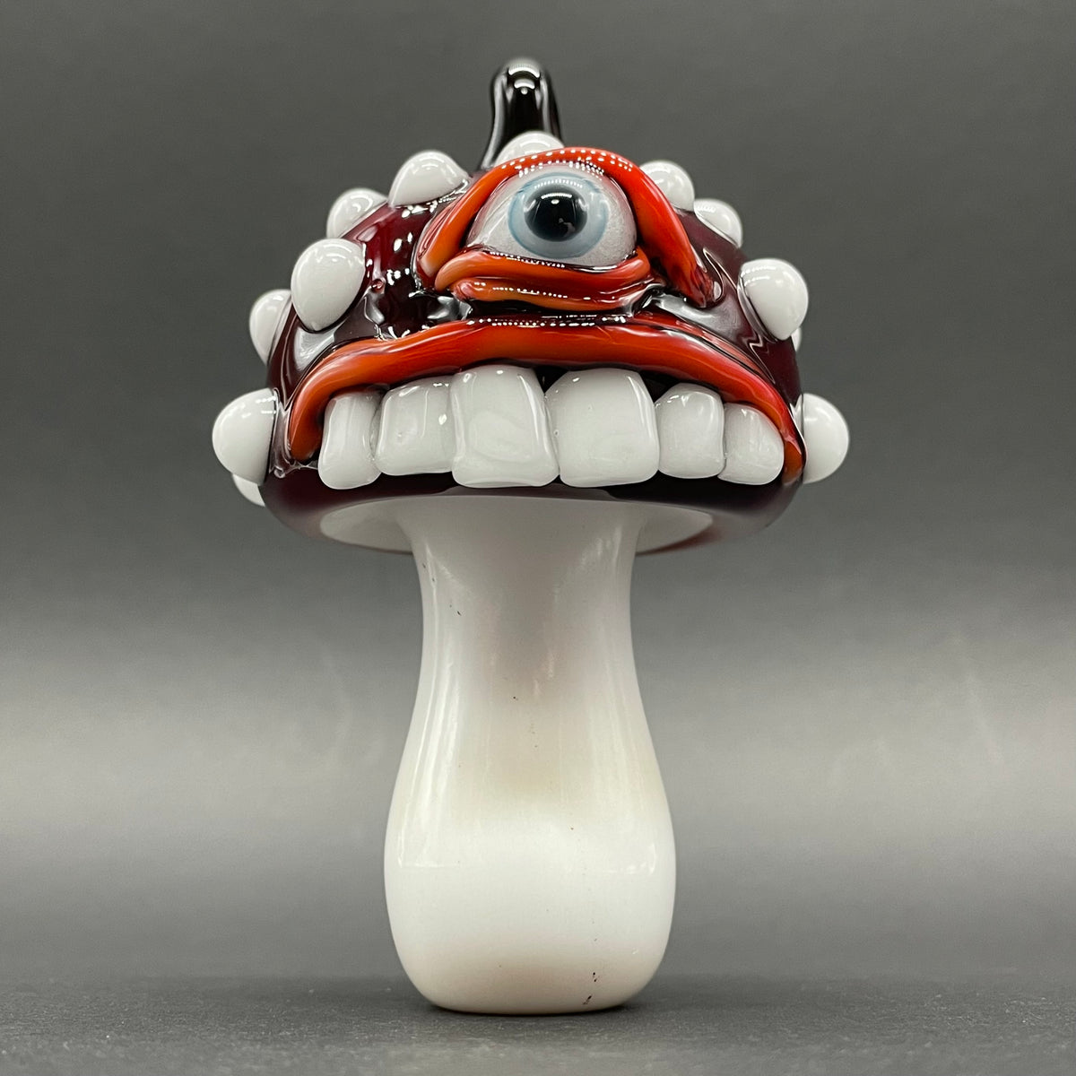 Cyclops mushroom ornament hand blown glass art - Leviathan Glass