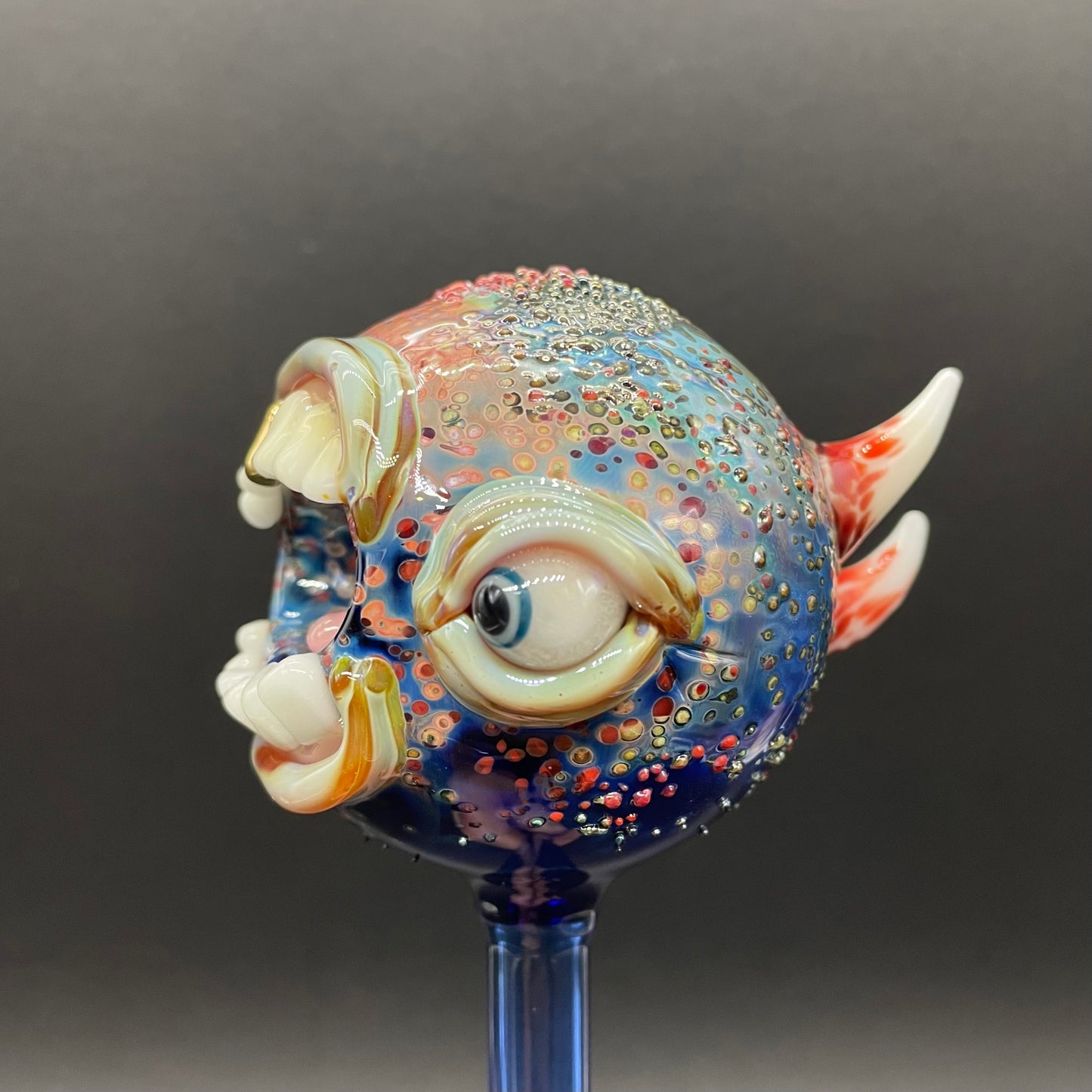 Hand blown glass monster watering globe