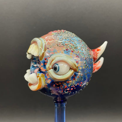 Hand blown glass monster watering globe