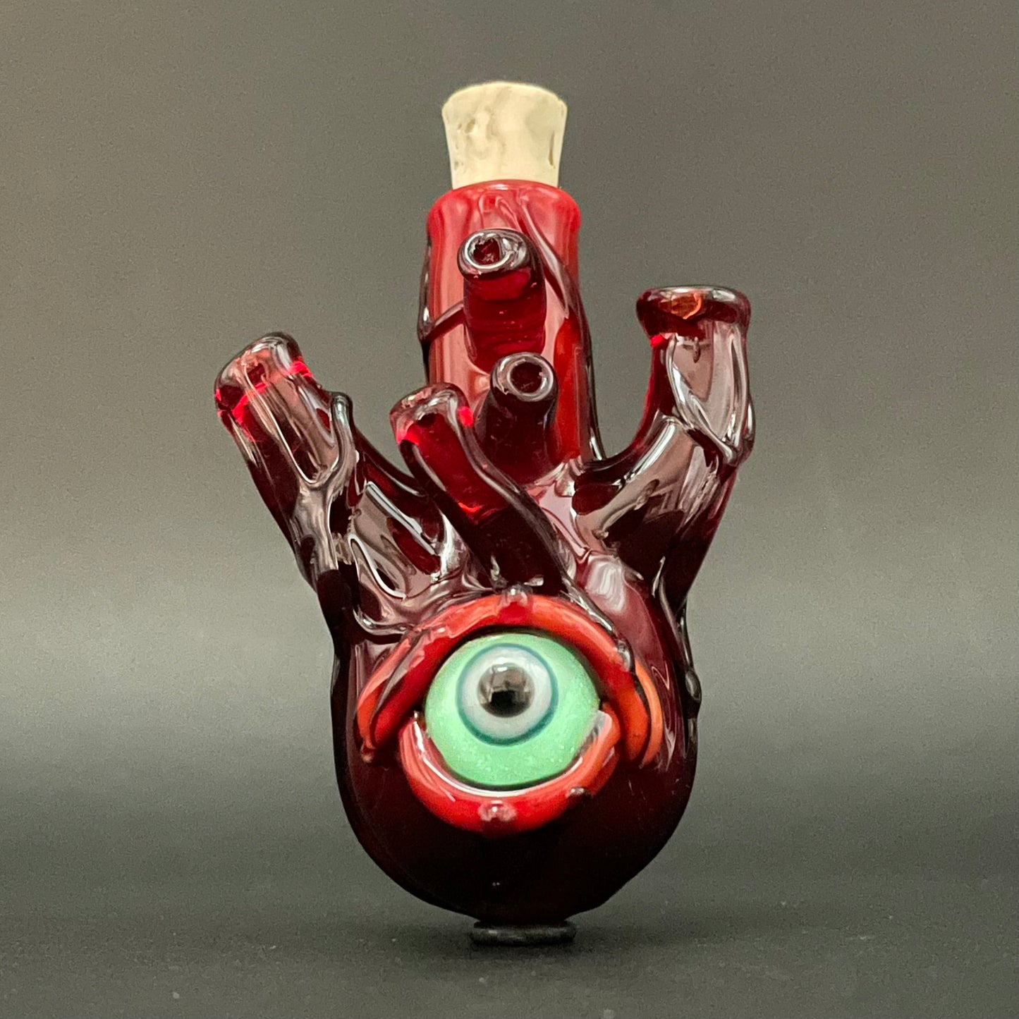 Hand-blown Anatomical glass heart cork jar pendant - Leviathan Glass original