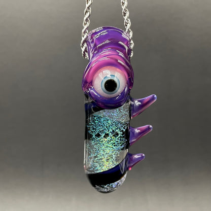 Royal jelly dichroic cyclops pendant craftsmanship - artisan glass work