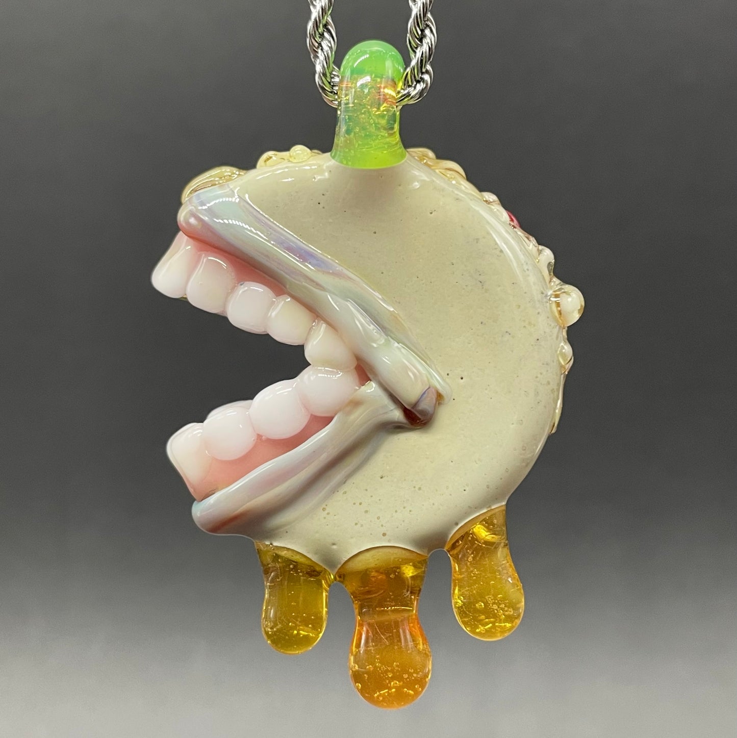 Premium Pizza fiend pendant - collectible glass art