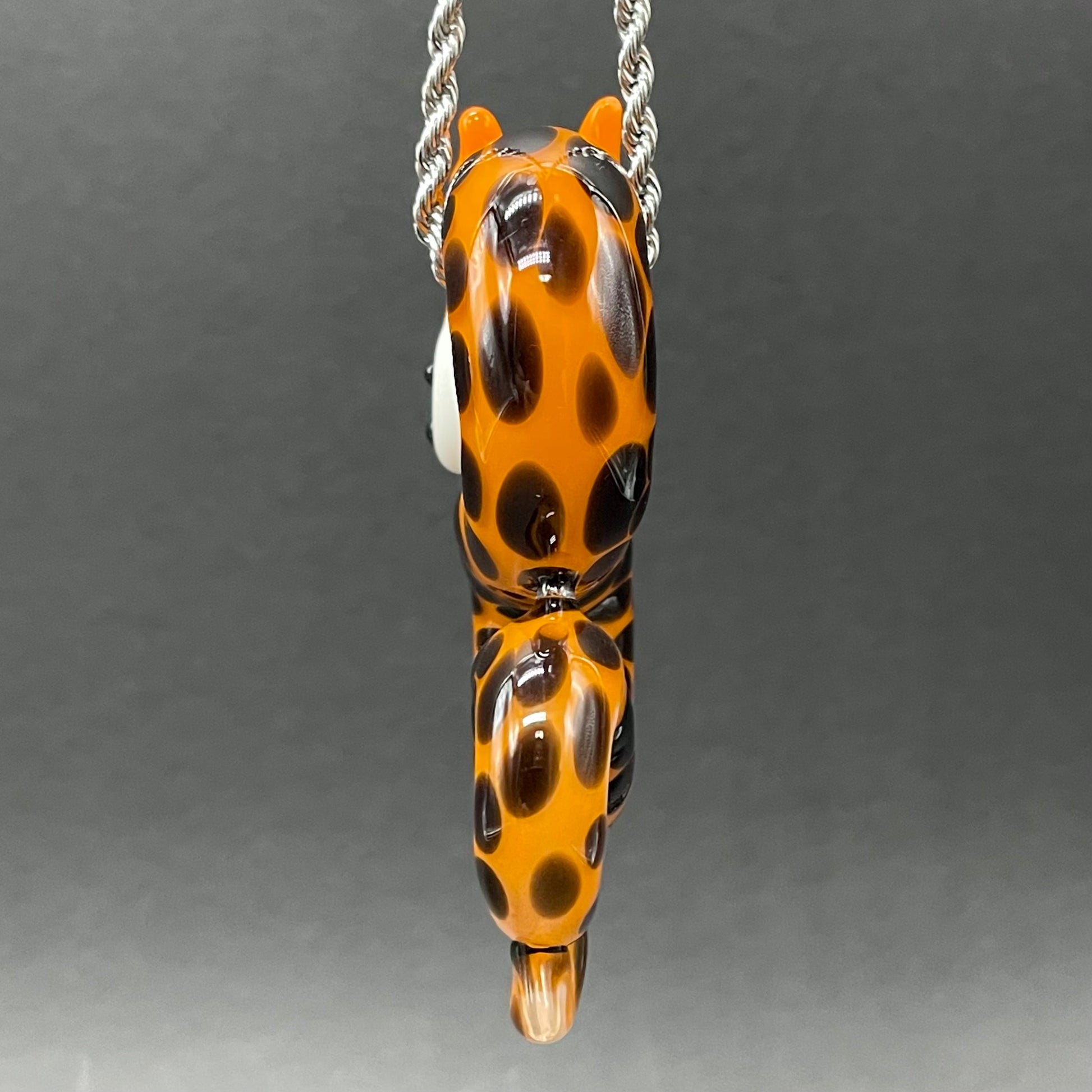Artisan glass Slithering Chester Cheetah glass pendant - detailed craftsmanship